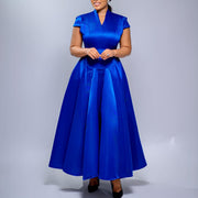 Plus Size Short Sleeve V Neck Maxi Dress GATE 643