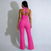 Backless Halterneck Micro Flare Jumpsuit YF 11072
