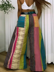 Print Multicolor Loose Wide Leg Pants GSXK SK250301