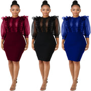 Sexy Mesh See Through Ruffles Bodycon Dresses LA 3099