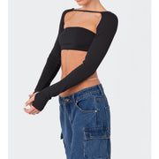 Solid Backless Tube Tos Bandage Two Piece Tops ASL 6680