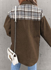 Denim Long Sleeve Plaid Shirt Jacket GOFY W220239