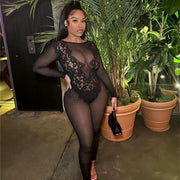 Backless See Through Knits Jumpsuit GQNF F00011Q