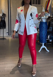 Printed Waist Slim Fit Blazer Top NY 3139