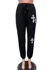 Printed Pocket Drawstring Sport Calf Pants BGN BN354