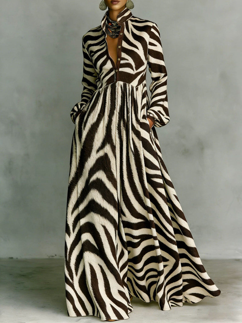 Plus Size Patterned Printed Long Dress GQLK KG6697