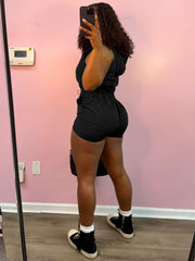 Solid Sleeveless Zipper Drawstring Romper CH 25027
