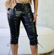 Fashion PU Leather Bandage Five Tenths Pant GFCF 1436