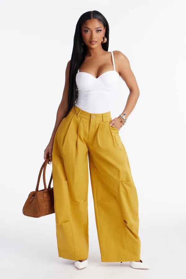 Solid Color Wide Leg Pants SH 391660