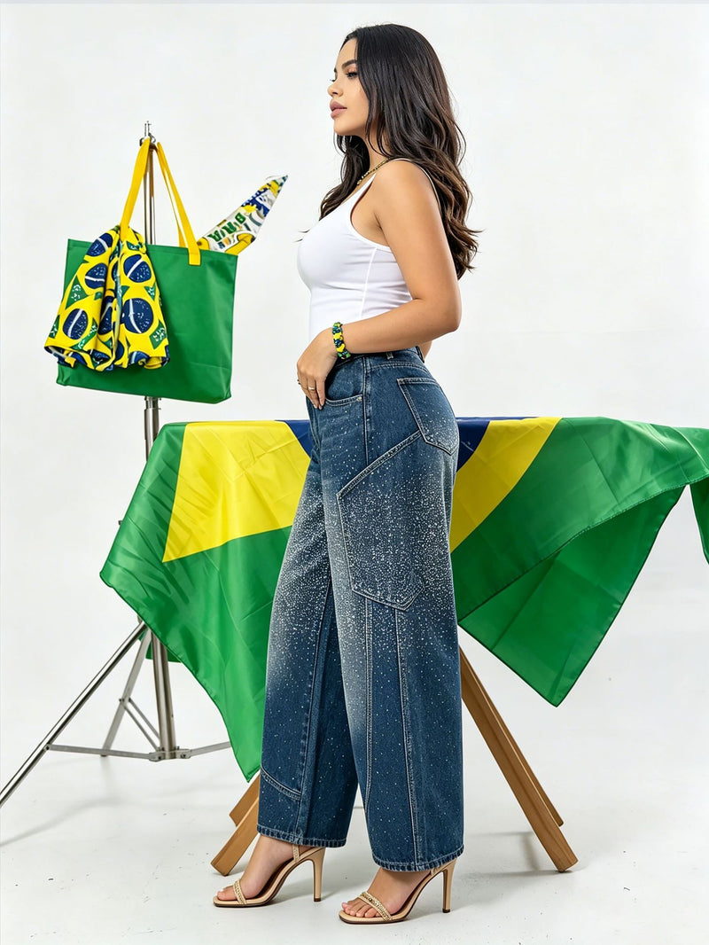Plus Size Starry Sky Diamonds Loose Jeans GYLN 9081