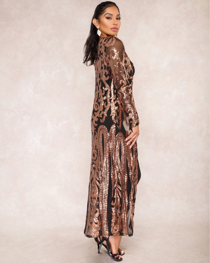 Plus Size Sequin Embroidered See Through Cardigan Coats GMMD 8088