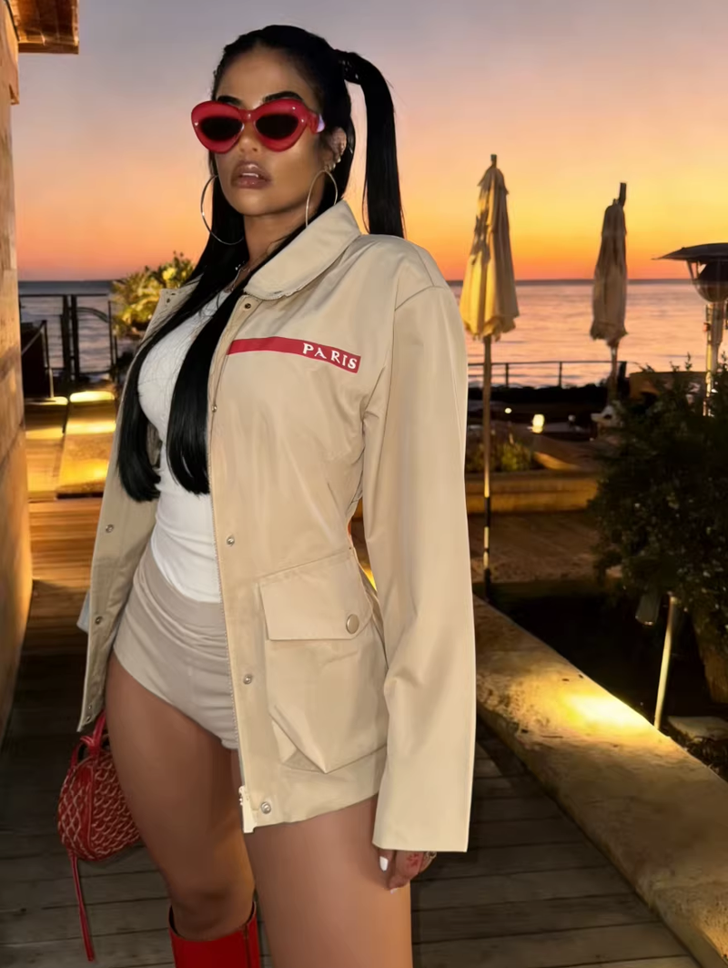 Fashion Letter Print Trench Coat GFCF 1260