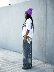 Plus Size Ink Splatter Loose Straight Jeans GYLN 9079