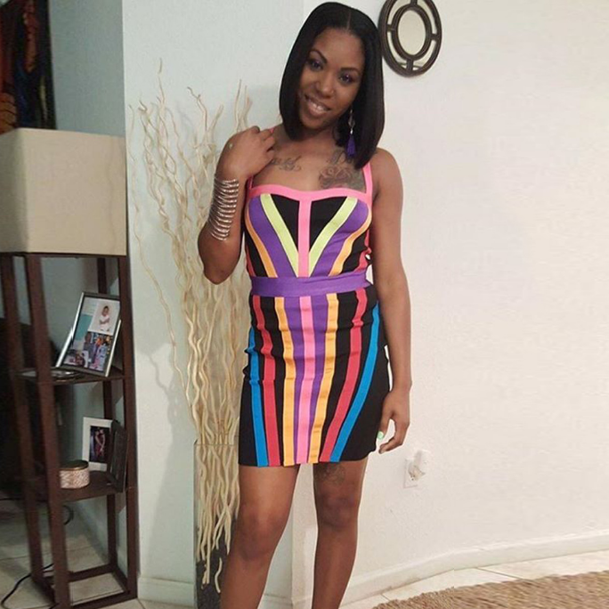 Colorful Striped Backless Bodycon Dress BN 9011