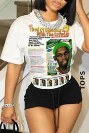 O Neck Print T Shirt GXJL 90120