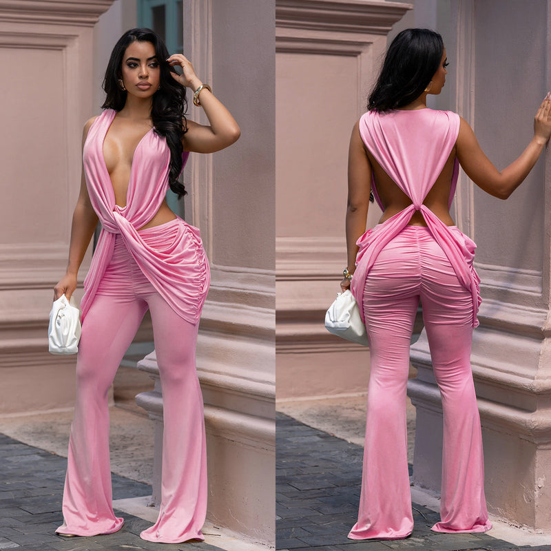 Backless Solid Color Jumpsuit BY 7722