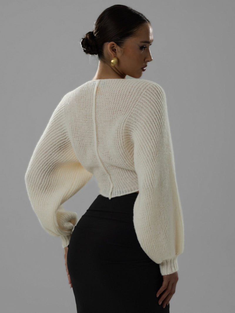 Long Sleeve V Neck Knits Sweater GQNF Y00255CM