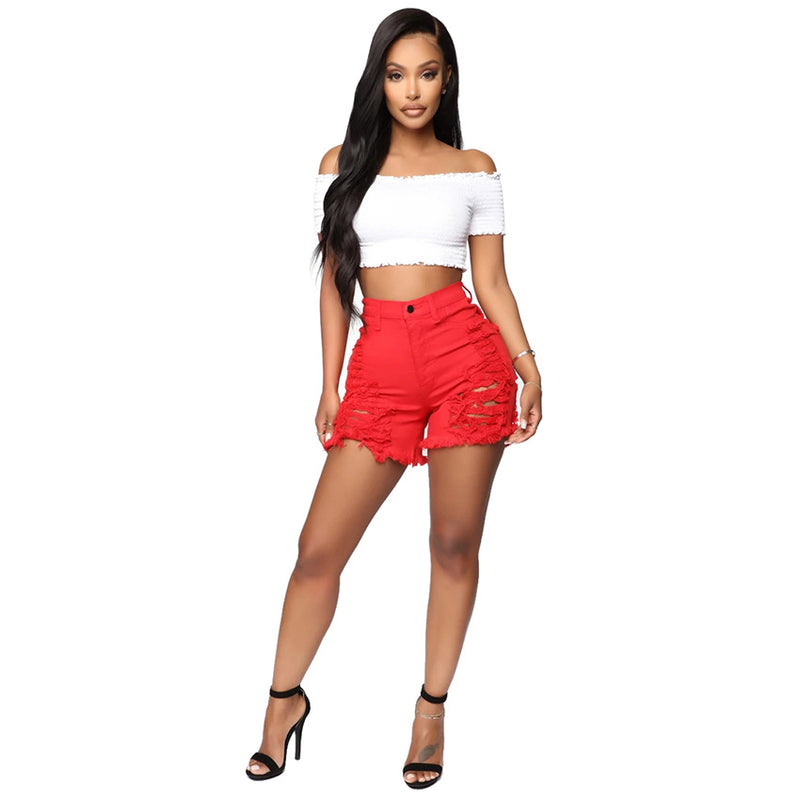 Plus Size Denim Ripped Hole Jeans Shorts MUE 2841