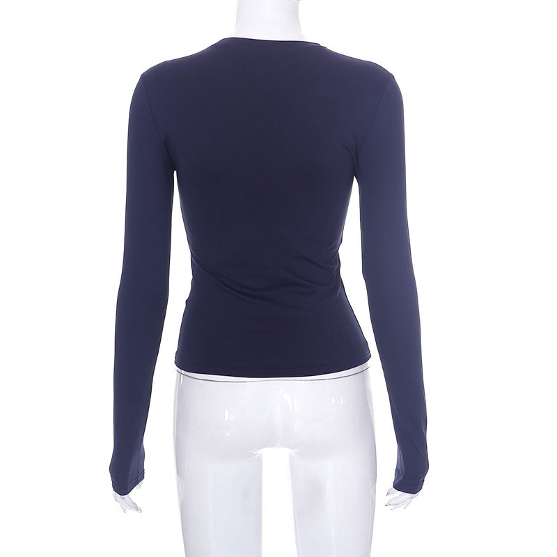 Solid Long Sleeve O Neck T Shirt GSZM M22TP636