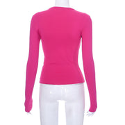 Solid Long Sleeve O Neck T Shirt GSZM M22TP636