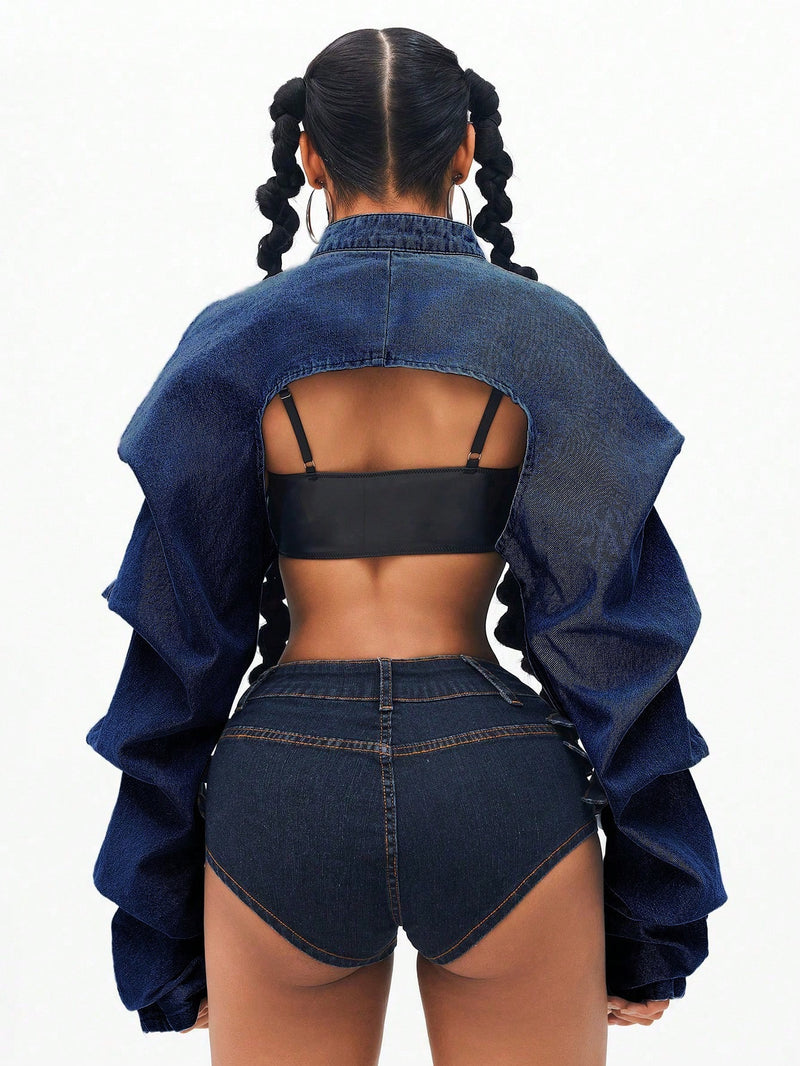Ultra short Long Sleeve Denim Jacket GYXN 16007