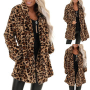 Plus Size Rabbit Fur Leopard Print Loose Plush Coats HHMY 9092