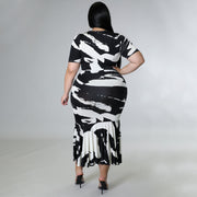 Plus Size Short Sleeve Ruffles Long Dress NNWF 7459