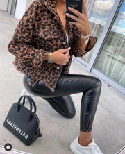 Leopard Print Long Sleeve Denim Tassel Jacket XCFF 5266
