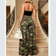 Plus Size Camouflage Print Wide Leg Jeans GAKF 60602