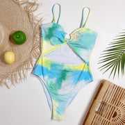Tie Dye Cutout One Piece Swimsuit CSYZ B271