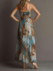 Sexy Print Slim Sling Maxi Dress GWDS 260612