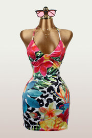 Contrast Color Print Sling Mini Dress YWXS K25L1395