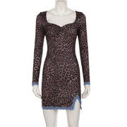 Leopard Print Split Mini Dress GPKJ MR51594