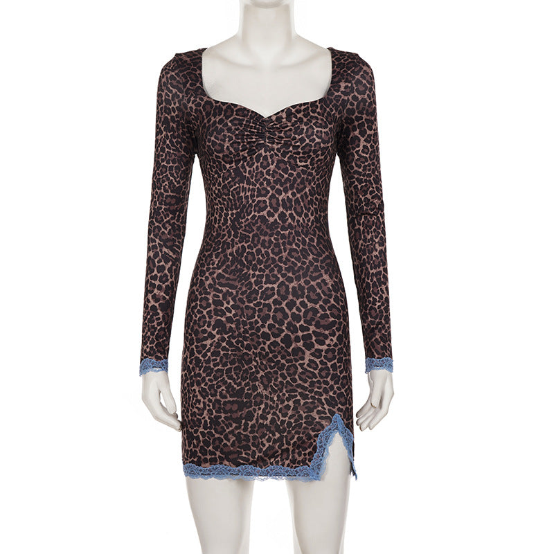 Leopard Print Split Mini Dress GPKJ MR51594