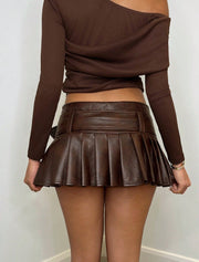 Sexy Pleated Patchwork Mini Skirt GPBY 8143