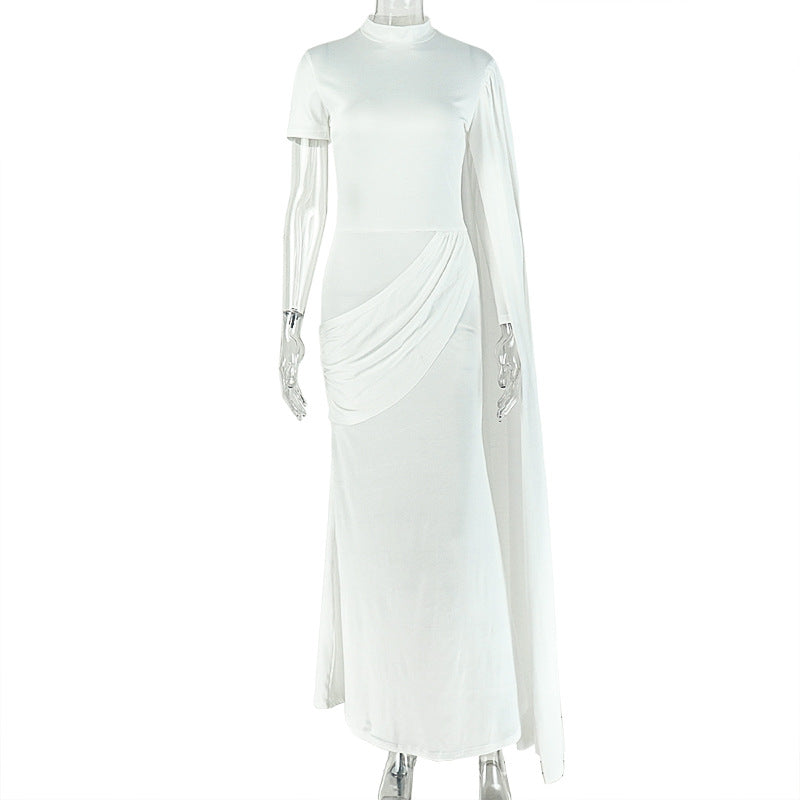 Solid Color Irregular Sleeve Maxi Dress GJYO JD305780