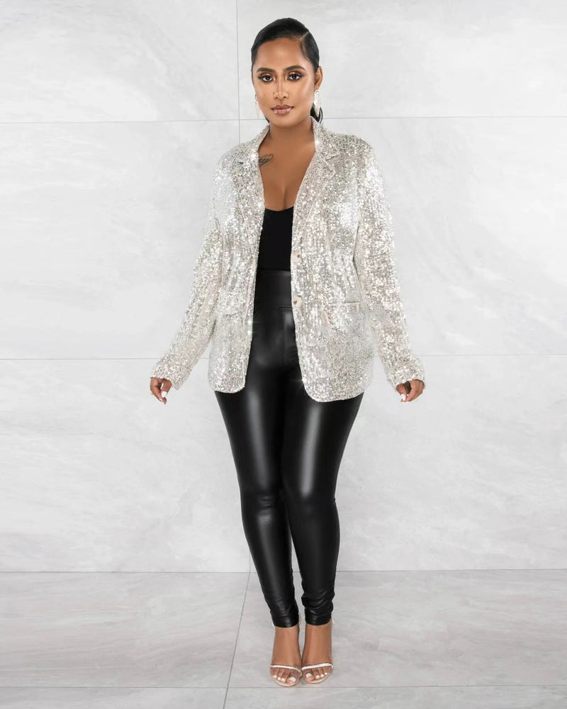 Casual Sequin Long Sleeve Blazer Coat TR 1280