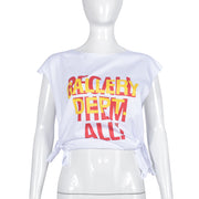 Letter Print Sleeveless T Shirt GFRT 7748TG