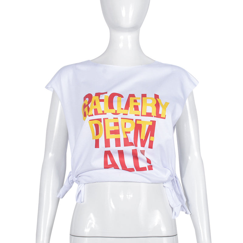Letter Print Sleeveless T Shirt GFRT 7748TG