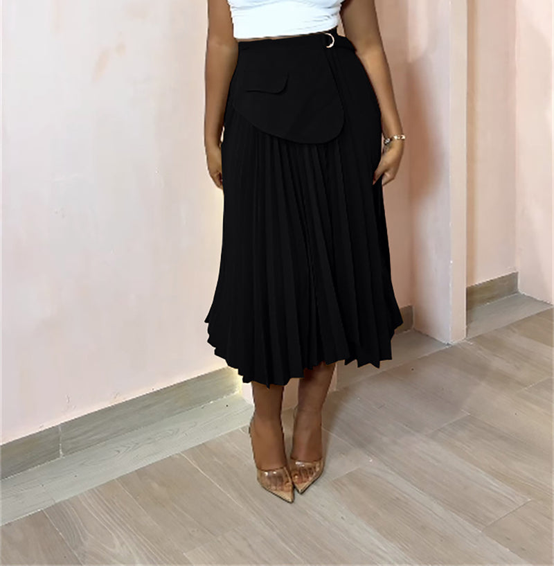 Solid Color High Waist Long Skirt OMY MY11054