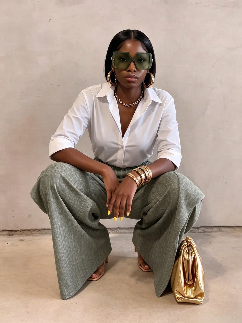 Solid Color Loose Wide Leg Pants GHYX TXY5504