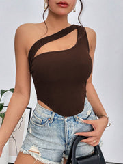 Singles Shoulder Irregular Hollow Tank Tops GYSQ CVDE1880