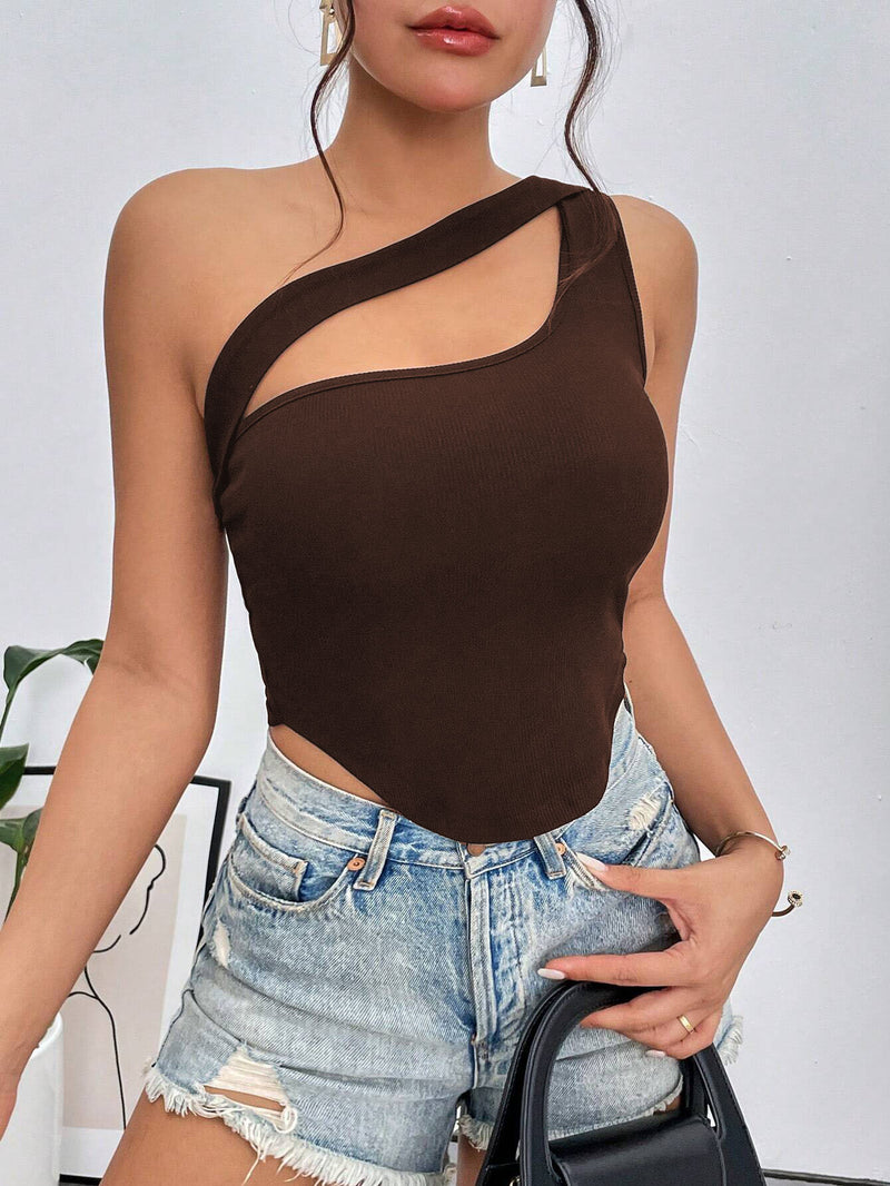 Singles Shoulder Irregular Hollow Tank Tops GYSQ CVDE1880