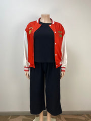 Plus Size Long Sleeve Tops Baseball Jacket GAWE 6275