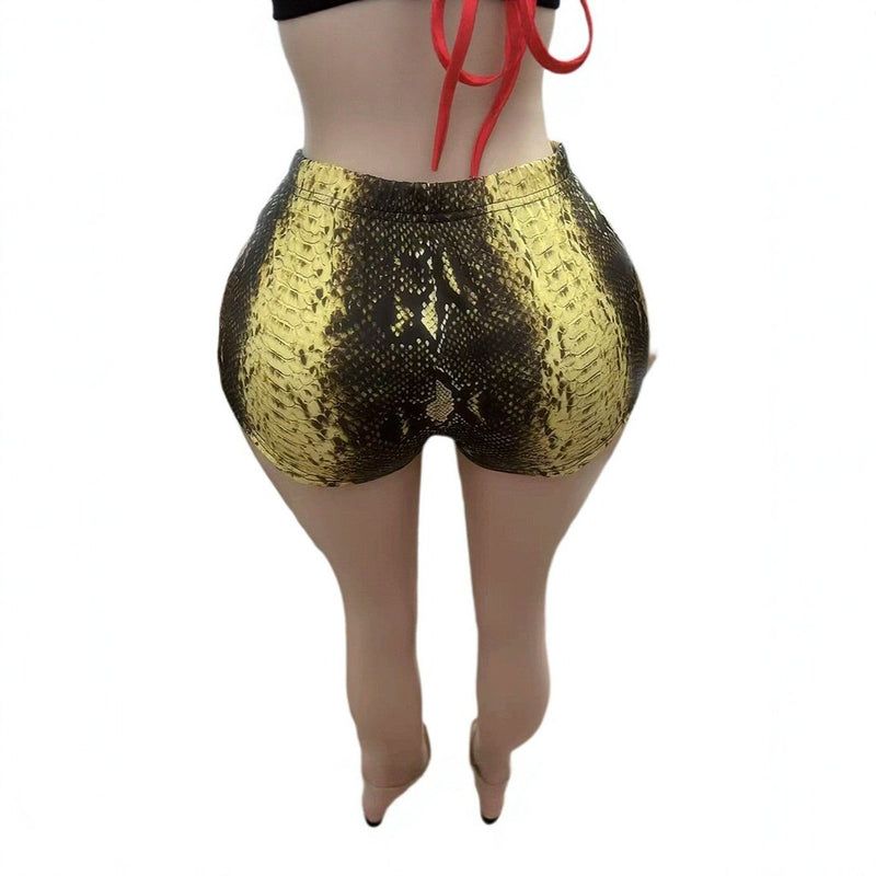 Snake Print Low Rise Shorts GNJF 19880