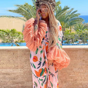 Beach Print Sun Protection Cover Up Jacket YF 10889