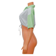 Fashion Striped Color Block Short Sleeve Shirt GOSD OS6707