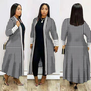 Plus Size Print Long Sleeve Knit Coat GRNH 8078