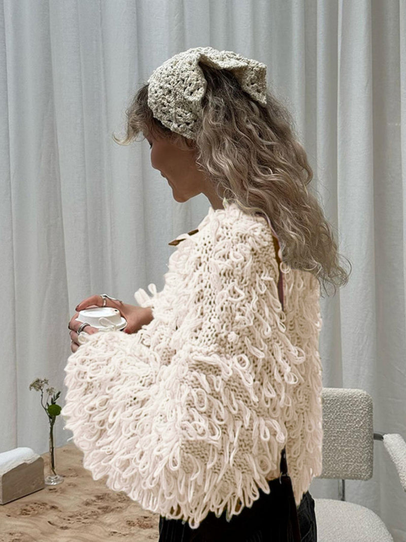 Knits Tassel Long Sleeve Button Coats GQNF F00121CM
