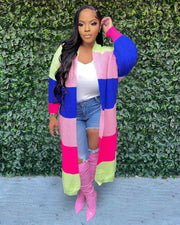Casual Contrast Color Knits Cardigan Coat TR 1235